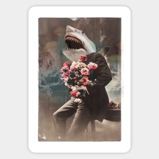 Bruce the shark gentleman old timey Victorian shark portrait Sticker